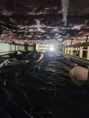 Flooded crawl space in Moses Lake requiring waterproofing