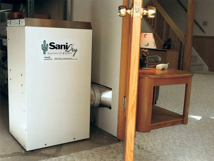 SaniDry ducted basement dehumidifier installation