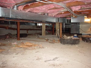 Crawl space ductwork installation in a home in Dover, ID