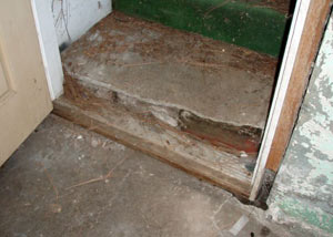 Flooded basement staircase in a home in Bayview, ID near East Bayview Road and North 3rd Street