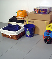 Basement floor matting installed in a basement for improved comfort and insulation in a home in Rathdrum near Highway 53