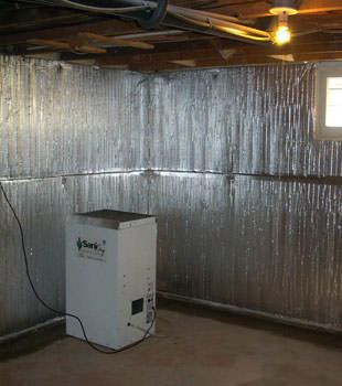 Radiant barrier installed on a basement wall for superior insulation and moisture management in a home in Coeur d'Alene near 4th Street