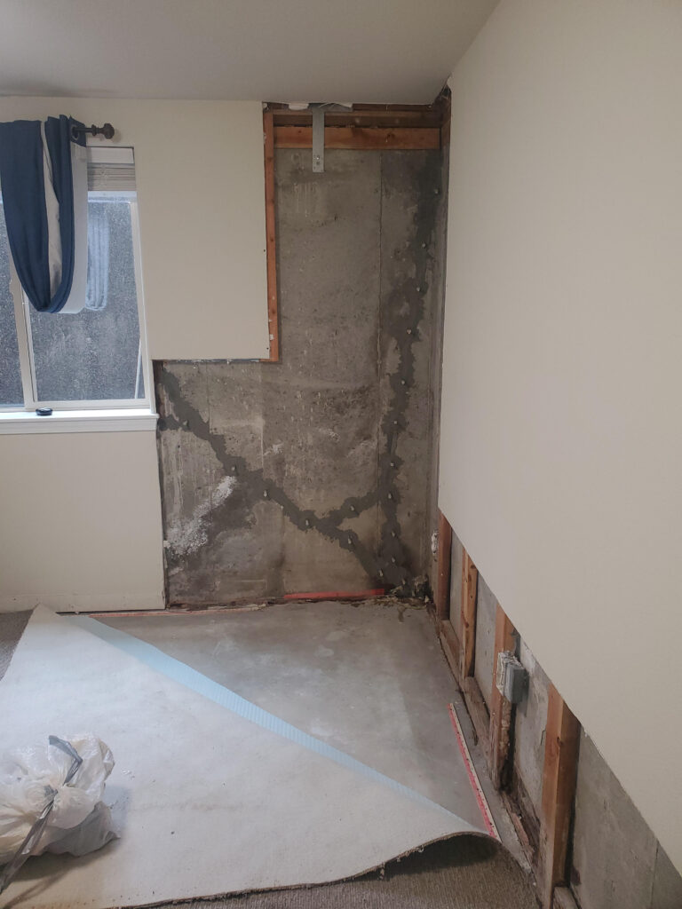 Basement wall cracking in a home in Kellogg, ID