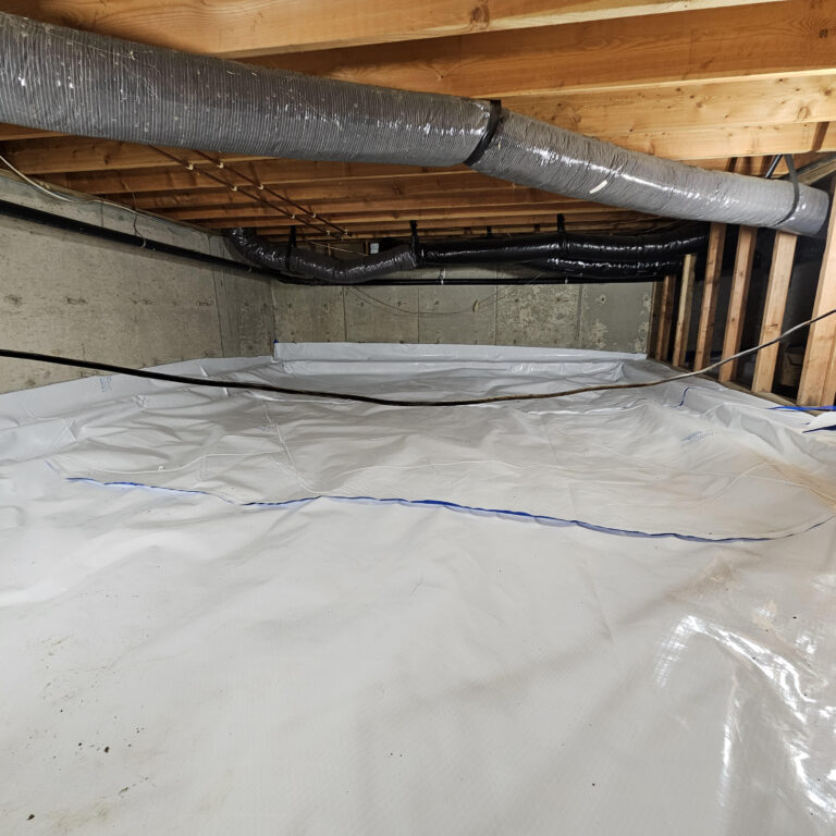 Crawl space waterproofing installation in a home in Smelterville, ID