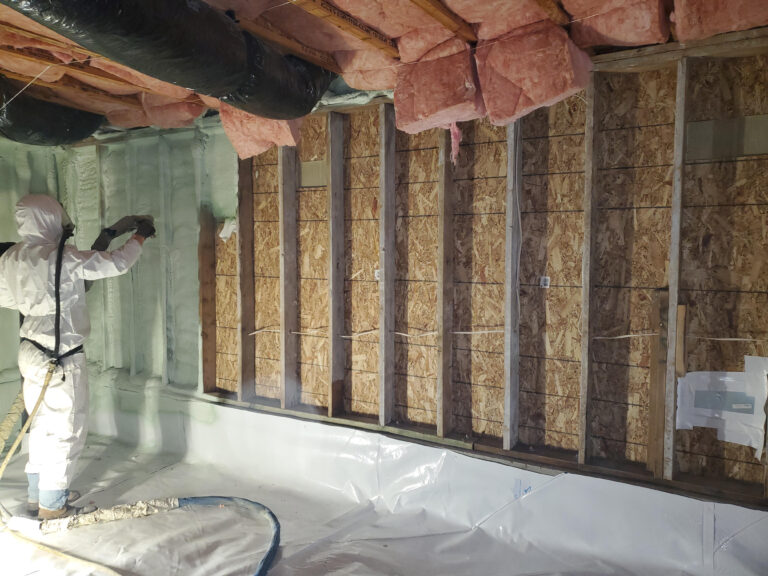 Spray foam insulation applied in a home in Worley, ID